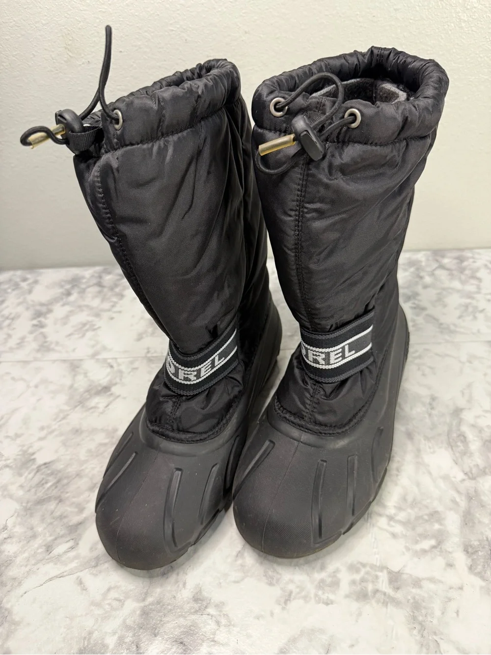 Sorel Unisex Insulated Waterproof Belted Mid Calf Snow Boots Black Size 7